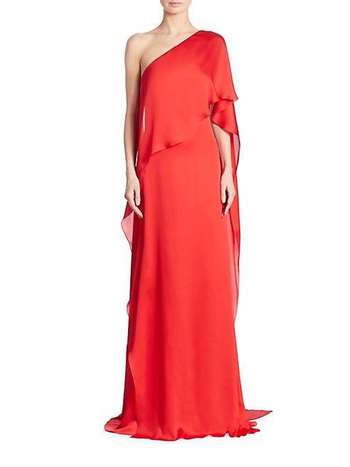 Ralph Lauren Collection - Constance One-Shoulder Mulberry Silk Gown