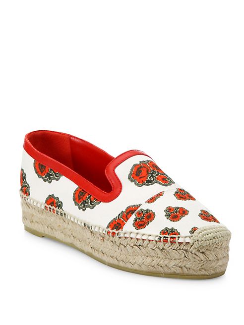 Alexander McQueen - Floral-Print Canvas Platform Espadrille Flats