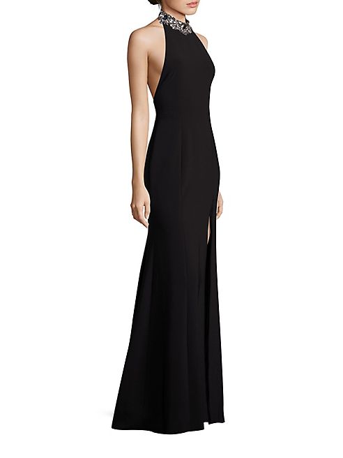 Marchesa Notte - Beaded Halter Neck Gown