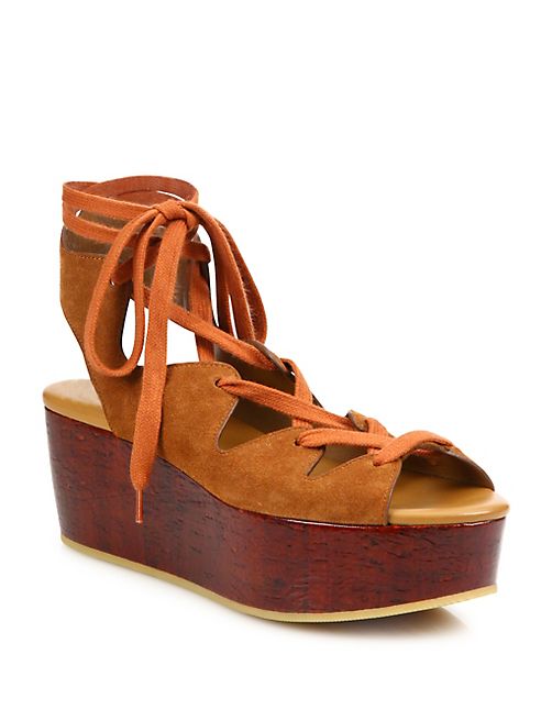 See by Chloé - Liana Suede Lace-Up Wedge Platform Sandals