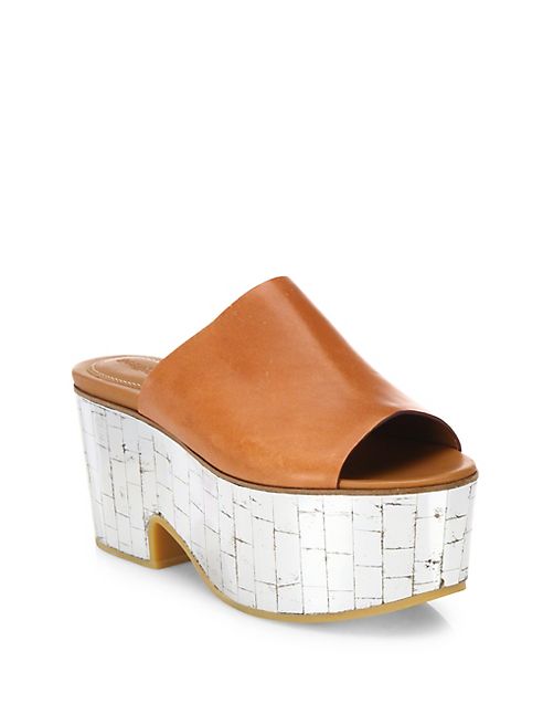 See by Chloé - Arina Leather & Metallic Wedge Platform Mules