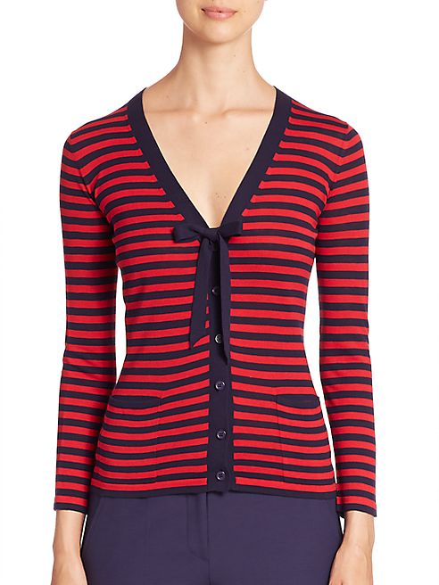 Armani Collezioni - Tie-Neck Striped Cardigan