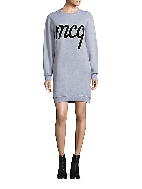 McQ Alexander McQueen - Cotton Swallow-Print Sweatshirt Dress