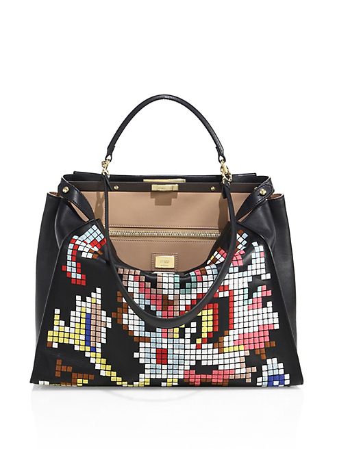 Fendi - Peekaboo Pixel Leather Satchel