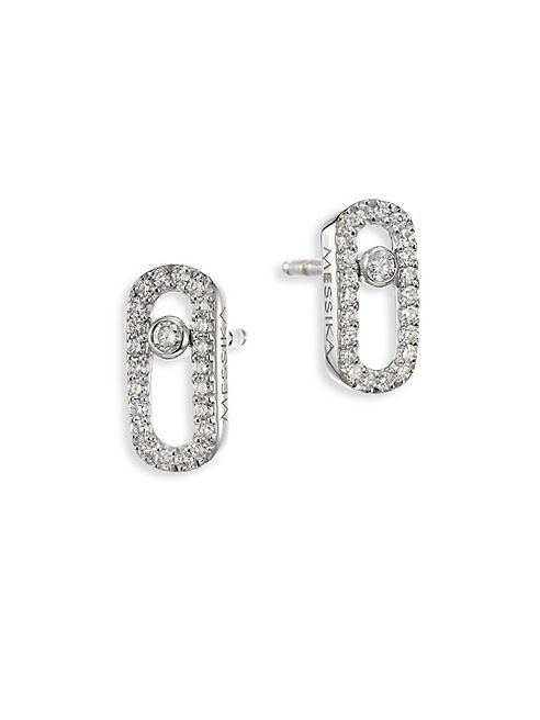 Messika - Move Uno Diamond & 18K White Gold Stud Earrings