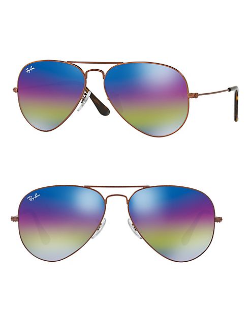 Ray-Ban - Mirrored Aviator Metal Sunglasses