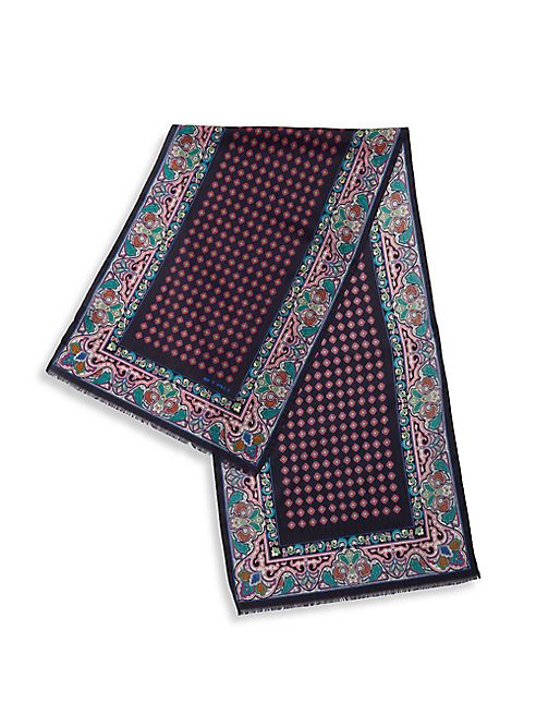 Etro - Printed Silk & Cashmere Blend Scarf