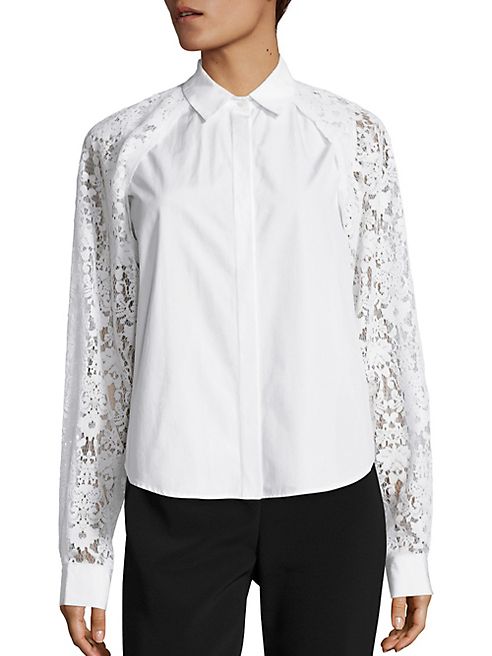 DKNY - Collared Lace Button Shirt