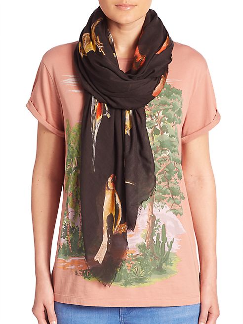 Stella McCartney - Bird-Print Silk & Modal Scarf