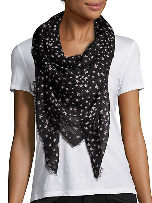 Saint Laurent - Star-Print Cashmere & Silk Scarf