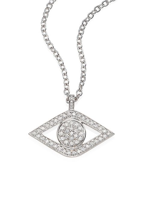 Sydney Evan - XL Luxe Evil Eye Diamond & 14K White Gold Pendant Necklace