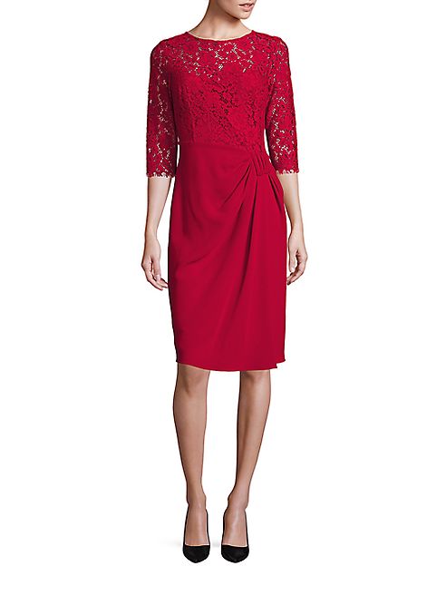 Teri Jon by Rickie Freeman - Crepe & Lace Sheath Dress