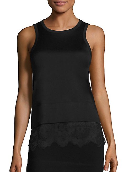 Carven - Lace Bottom Cotton Tank