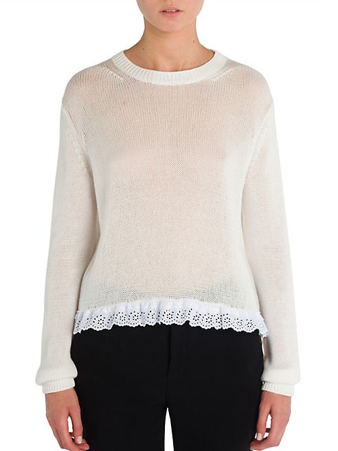 Miu Miu - Cotton Eyelet Hem Sweater