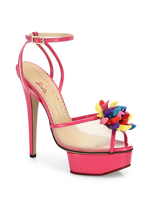 Charlotte Olympia - Pomeline Barbie Shoe Mesh & Patent Leather Platform Sandals