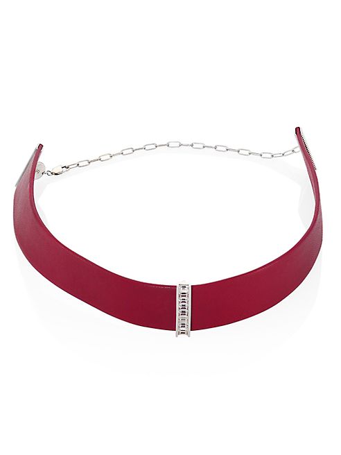 Jennifer Zeuner Jewelry - Ivy Alessandra White Sapphire & Leather Choker