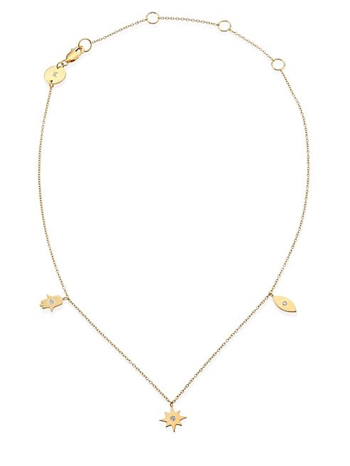 Jennifer Zeuner Jewelry - Tavon Multi-Charm Diamond Chain Choker