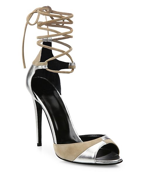 Pierre Hardy - Parade Metallic Leather & Suede Ankle-Wrap Sandals