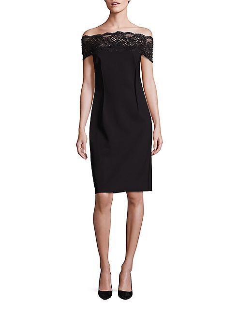 Teri Jon by Rickie Freeman - Lace-Trim Off-The-Shoulder Dress