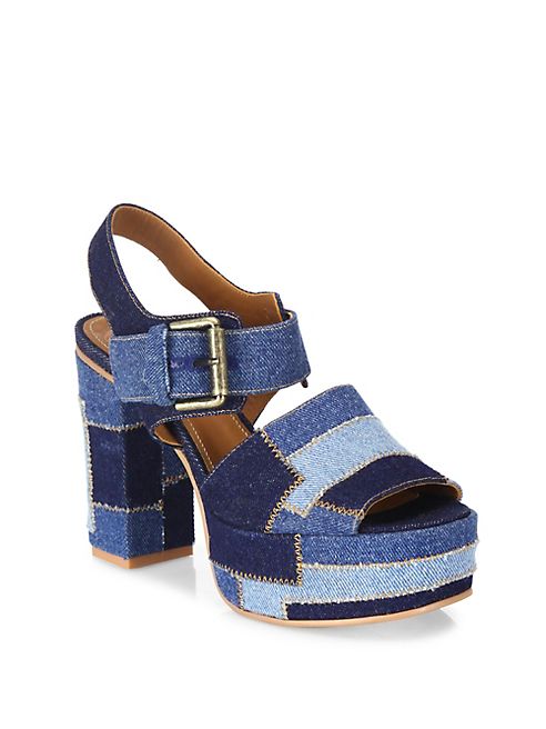 See by Chloé - Tara Denim Platform Slingback Sandals