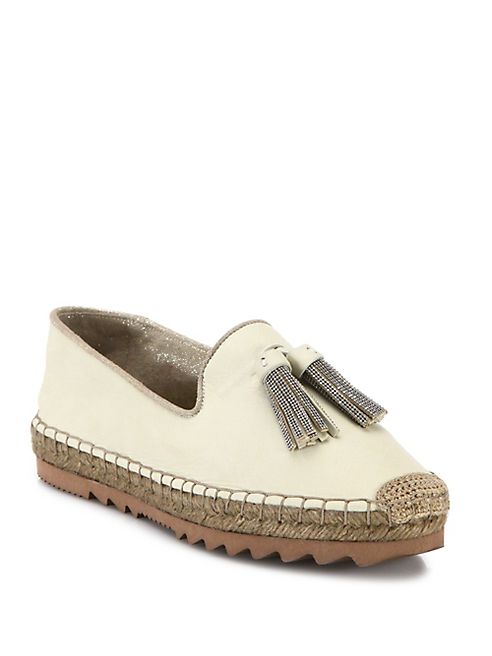 Brunello Cucinelli - Monili-Tassel Leather Espadrille Loafers