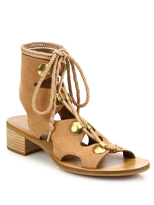 See by Chloé - Edna Cutout Suede Lace-Up Sandals