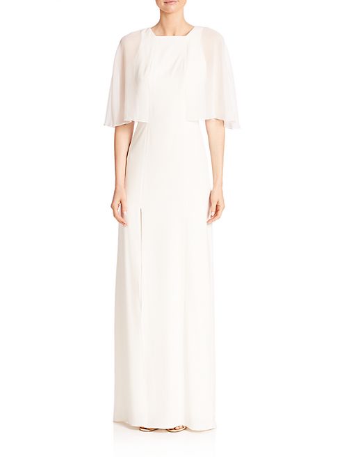 Halston Heritage - Sheer Popover Geometric Neck Gown