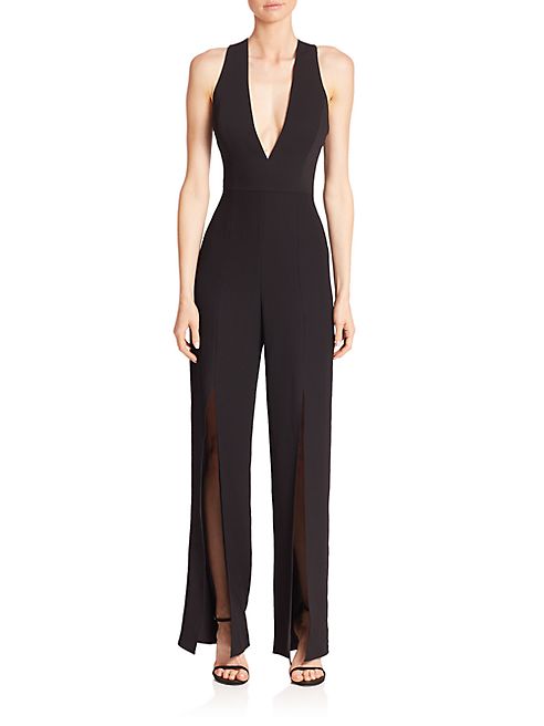 Halston Heritage - Deep V-Neck Jumpsuit