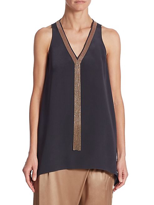 Brunello Cucinelli - Silk V-Neck Top