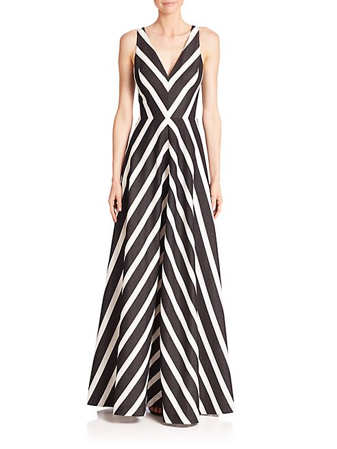 Halston Heritage - Striped Jacquard Gown