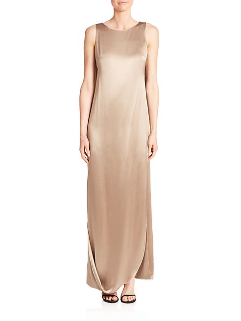 Halston Heritage - Crepe & Satin Draped Gown