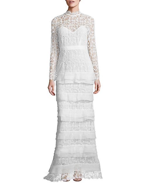 Self-Portrait - Primrose Tiered Lace Gown