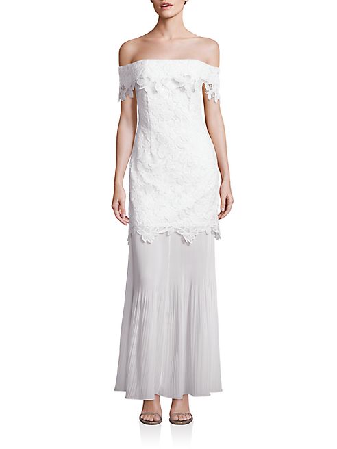 Self-Portrait - Lace & Chiffon Off-The-Shoulder Gown