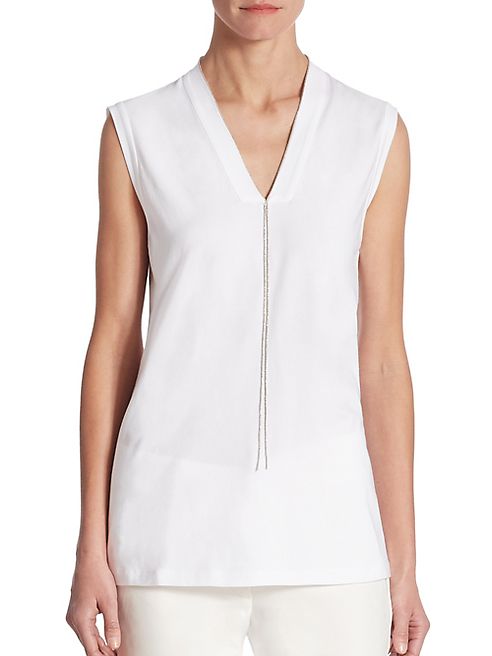 Brunello Cucinelli - Sleeveless V-Neck Top