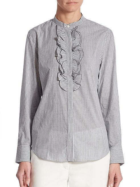 Brunello Cucinelli - Striped Ruffle Top