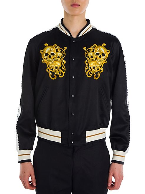 Alexander McQueen - Souvenir Embroidered Silk Blend Skull Blouson Jacket