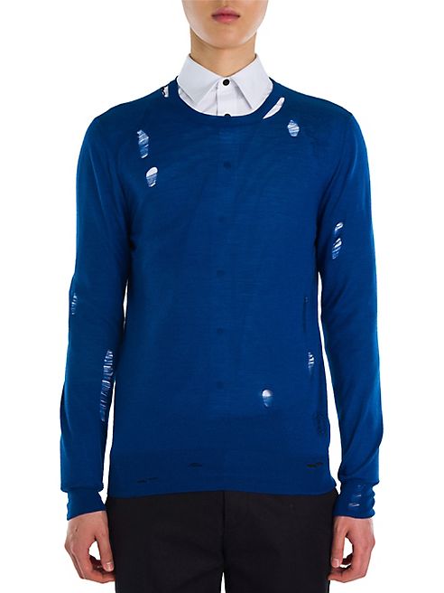 Alexander McQueen - Distressed Wool & Silk Sweater