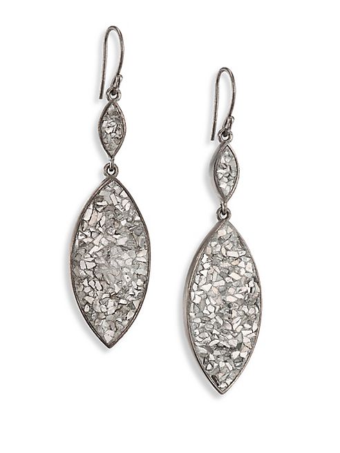 Shana Gulati - Marquis Raw Sliced Diamonds & Sterling Silver Double-Drop Earrings