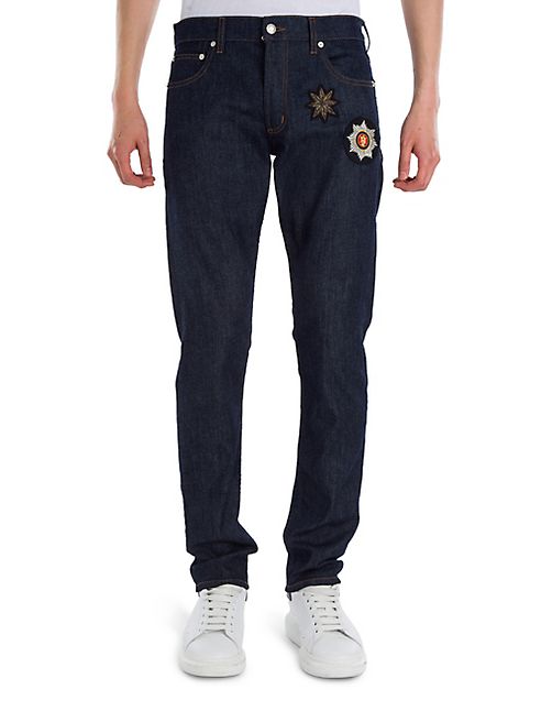 Alexander McQueen - Medallion Polarlites Embroidered Stretch Jeans