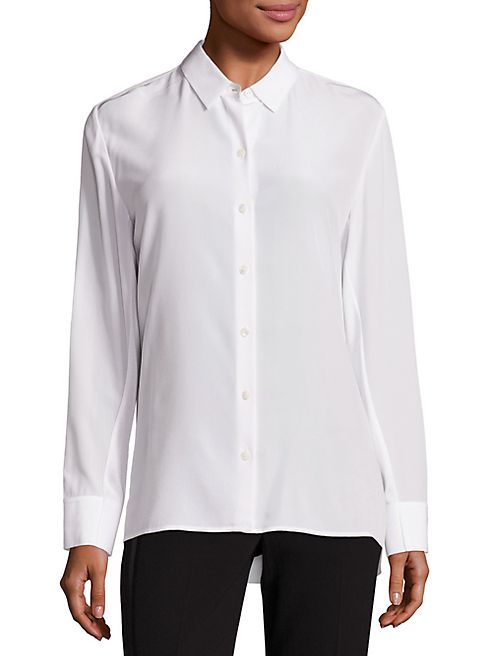 Rag & Bone - Hayden Silk Rib-Knit Trim Shirt