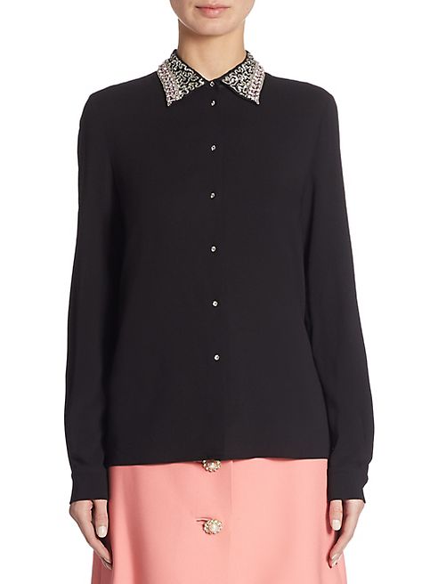 Miu Miu - Sable Star-Embroidered Blouse