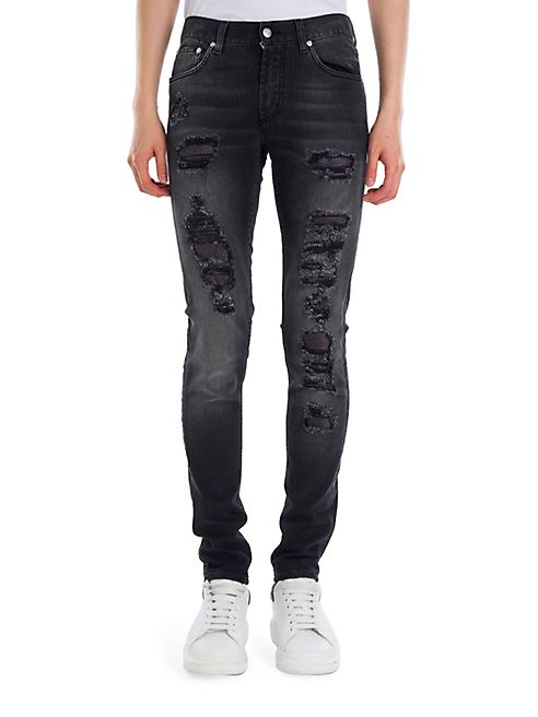 Alexander McQueen - Slim-Fit Shredded Jeans