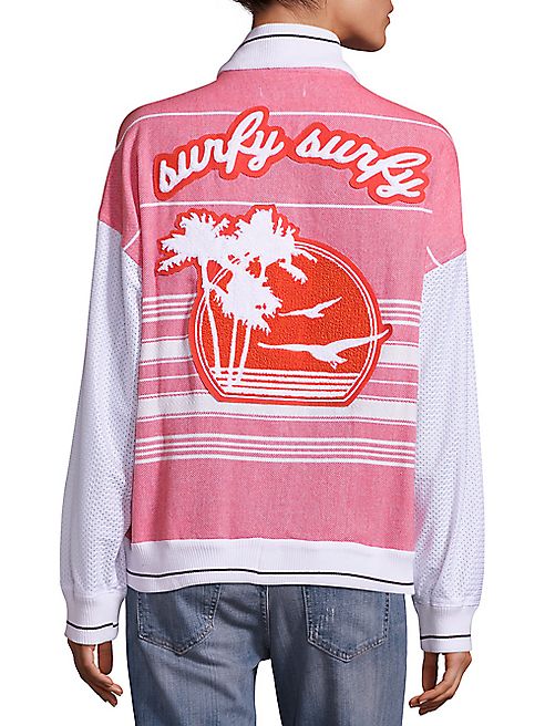 Koza - Two-Toned Tropical Graphic Varsity Jacket