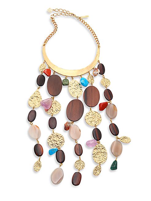 Oscar de la Renta - Mixed Media Bold Hammered Disc Bib Necklace