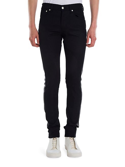 Alexander McQueen - Leather Trim Slim-Fit Jeans