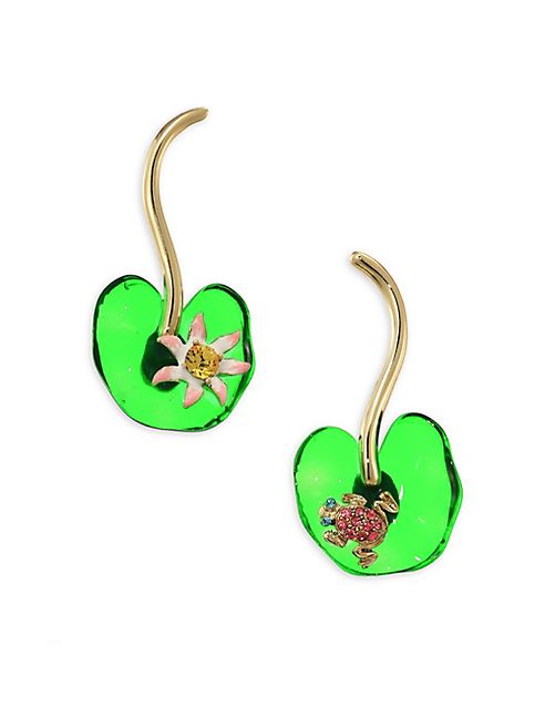 Oscar de la Renta - Lilly Pad Crystal & Resin Earrings