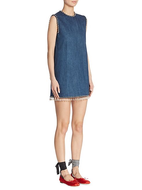 Miu Miu - Embellished Denim Mini Dress