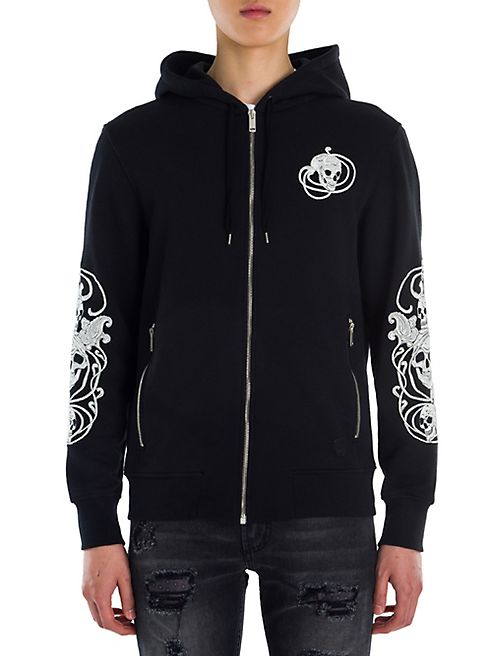 Alexander McQueen - Skull Embroidered Zip-Up Hoodie