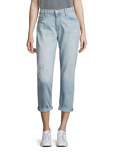 Current/Elliott - The Fling Distressed Cuffed Boyfriend Jeans