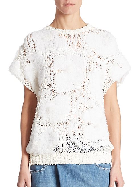 Brunello Cucinelli - Short Sleeve Intarsia Top